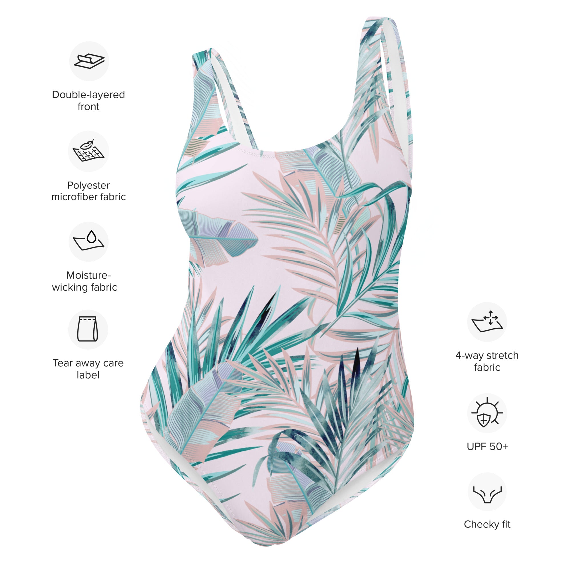 One-Piece Swimsuit- Tropical Palm leafs