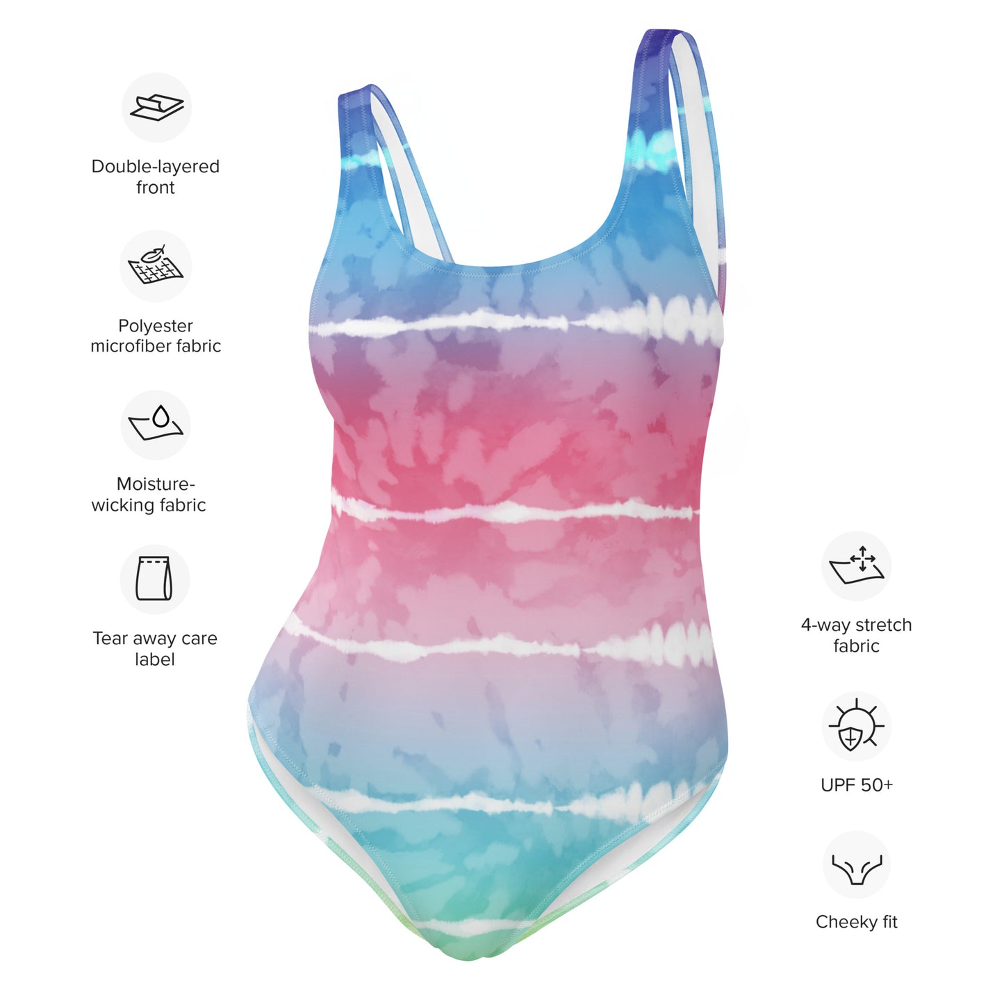 One-Piece Swimsuit- Tie Dye Stripes