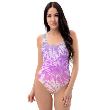One-Piece Swimsuit- Tie Dye Purple Spirals