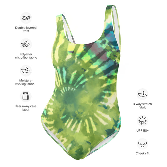 One-Piece Swimsuit- Hang Loose Tie Dye Pattern III