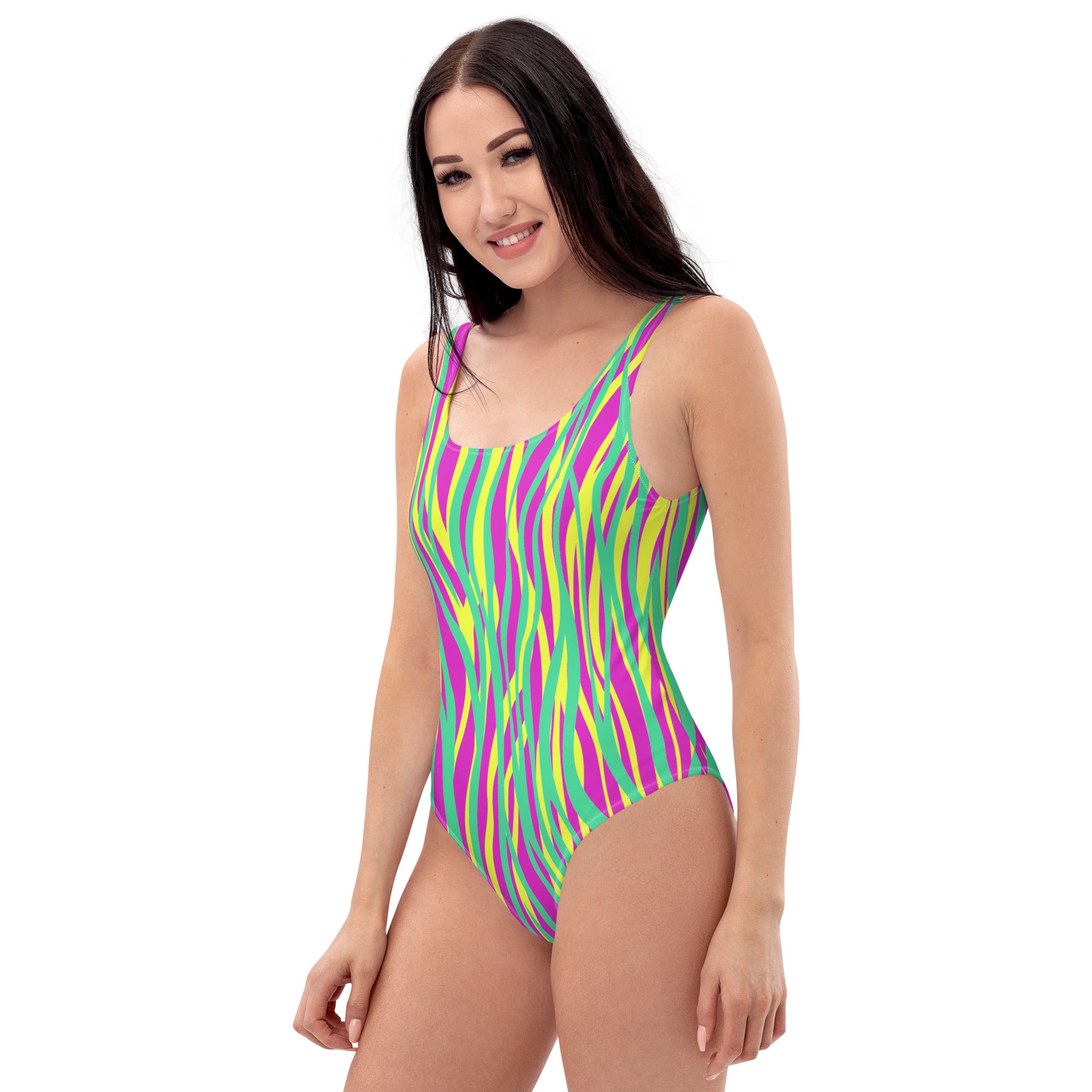 One-piece Swimsuit- Funky zebra Magenta