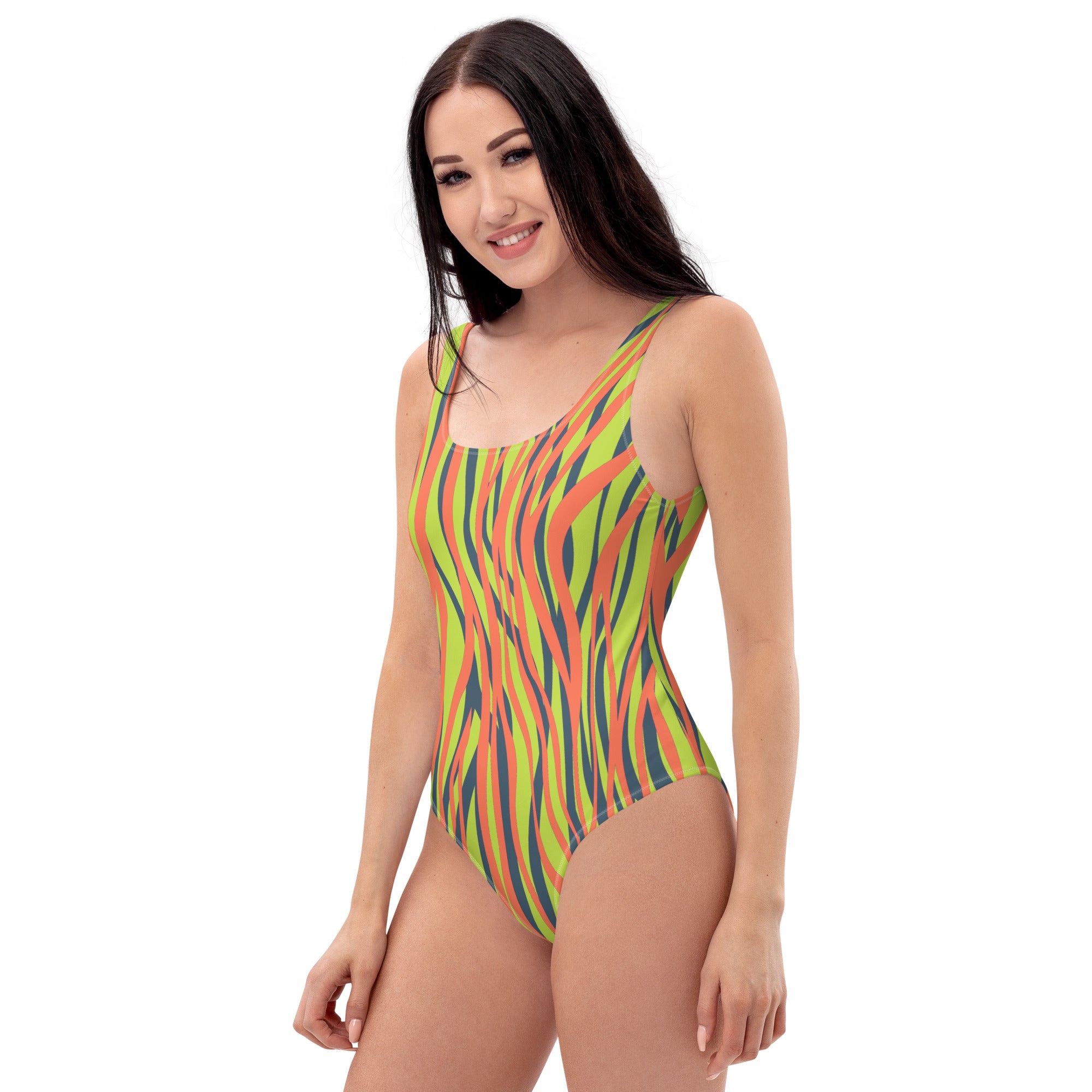 One-Piece Swimsuit- Funky Zebra Orange