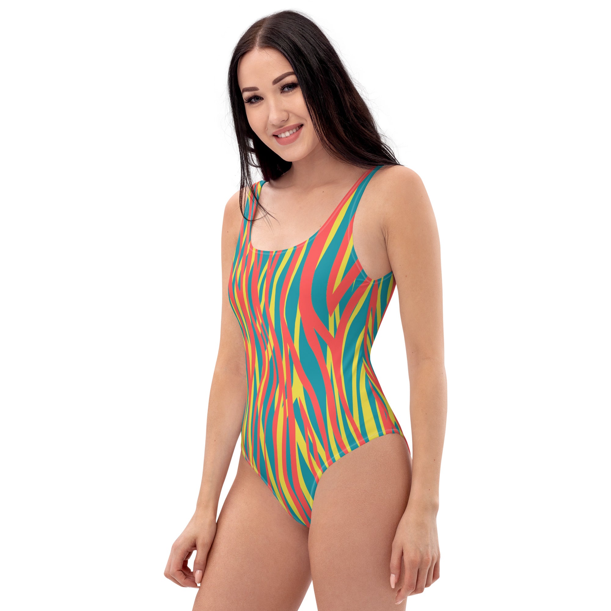 One-Piece Swimsuit- Funky Zebra Red