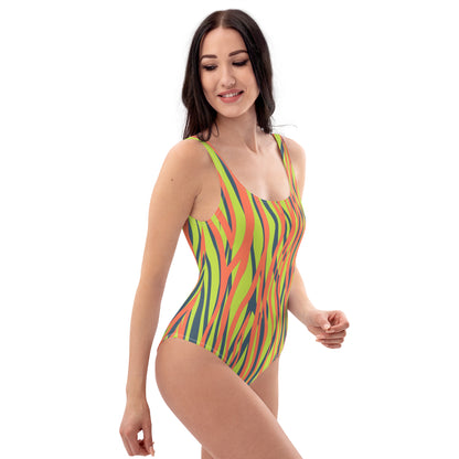 One-Piece Swimsuit- Funky Zebra Orange
