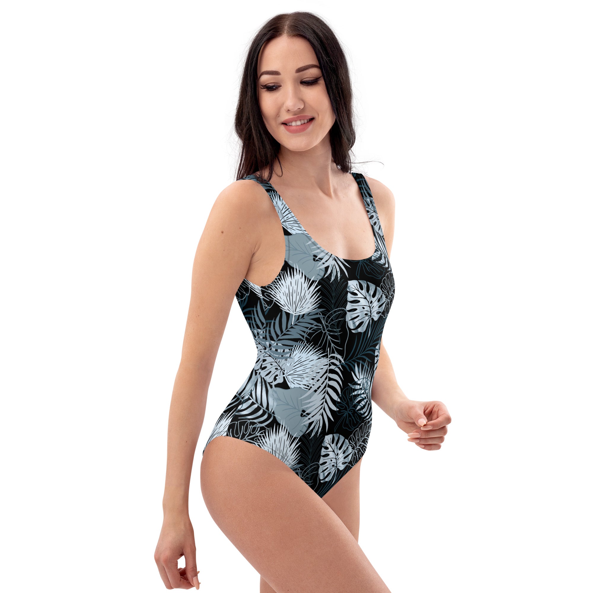 One-Piece Swimsuit- Tropical Black