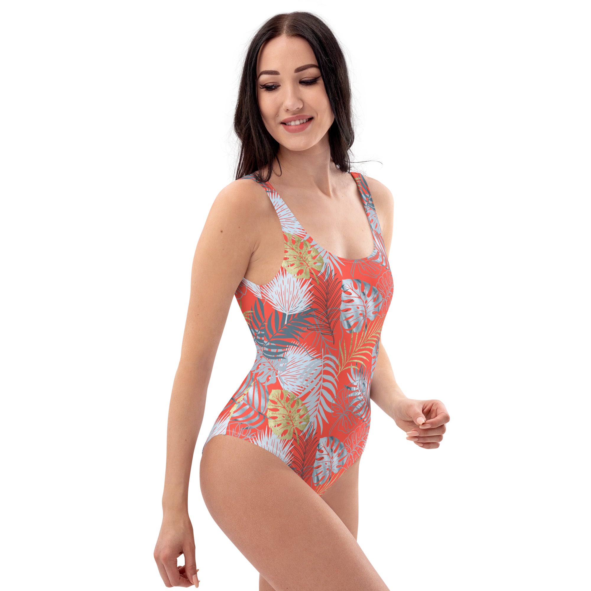 One-Piece Swimsuit- Tropical Red