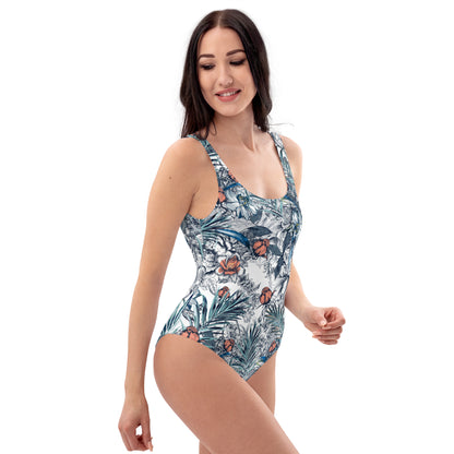 One-Piece Swimsuit- Palm leafs