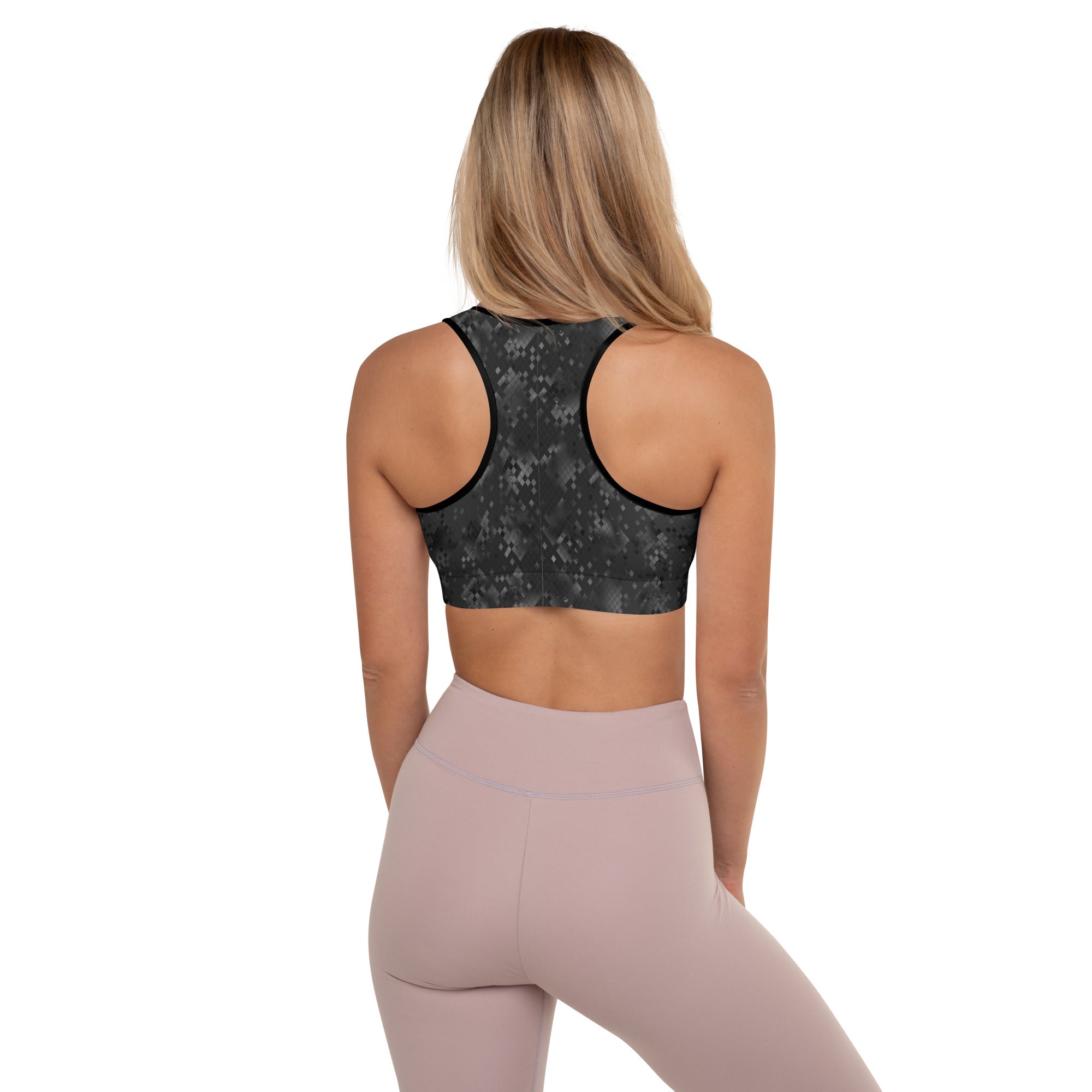 Padded Sports Bra- Snake Print Black