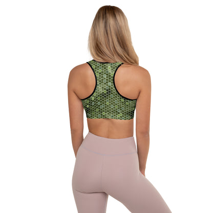 Padded Sports Bra- Honeycomb Green