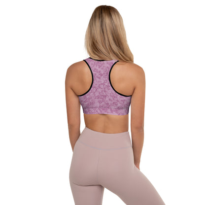 Padded Sports Bra- Marble Dark Pink