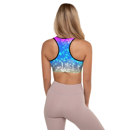 Padded Sports Bra- Tie dye multicolor splashes
