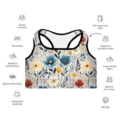 Padded Sports Bra-Butterfly Garden Yellow