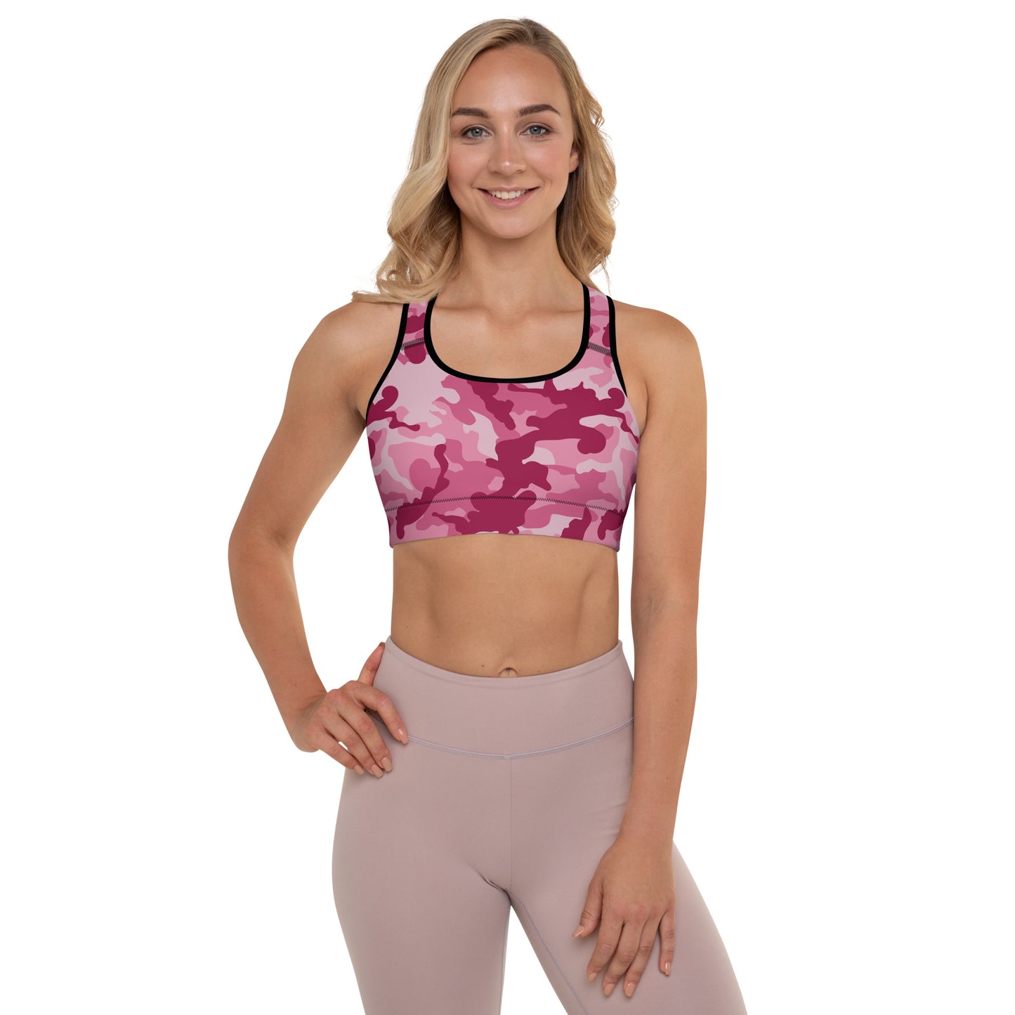 Padded Sports Bra- Camo Dark Pink