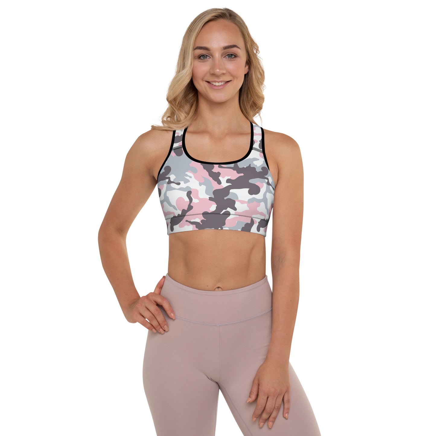 Padded Sports Bra- Camo Pink