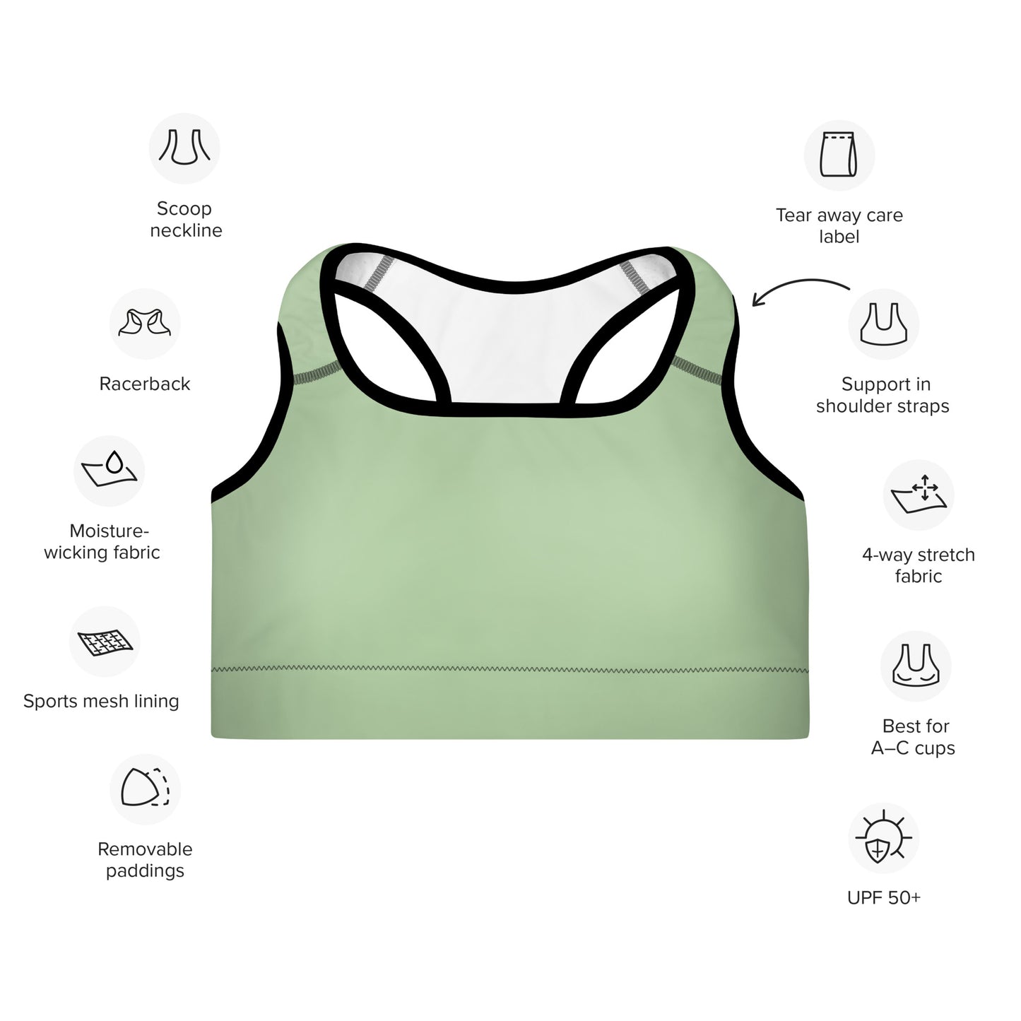 Padded Sports Bra- Light Green