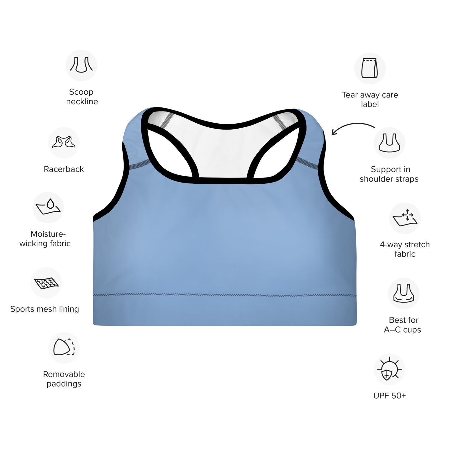 Padded Sports Bra- Light Blue