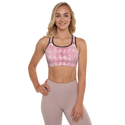 Padded Sports Bra- Snake print Pink