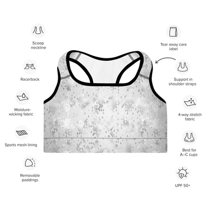 Padded Sports Bra- Snake print White