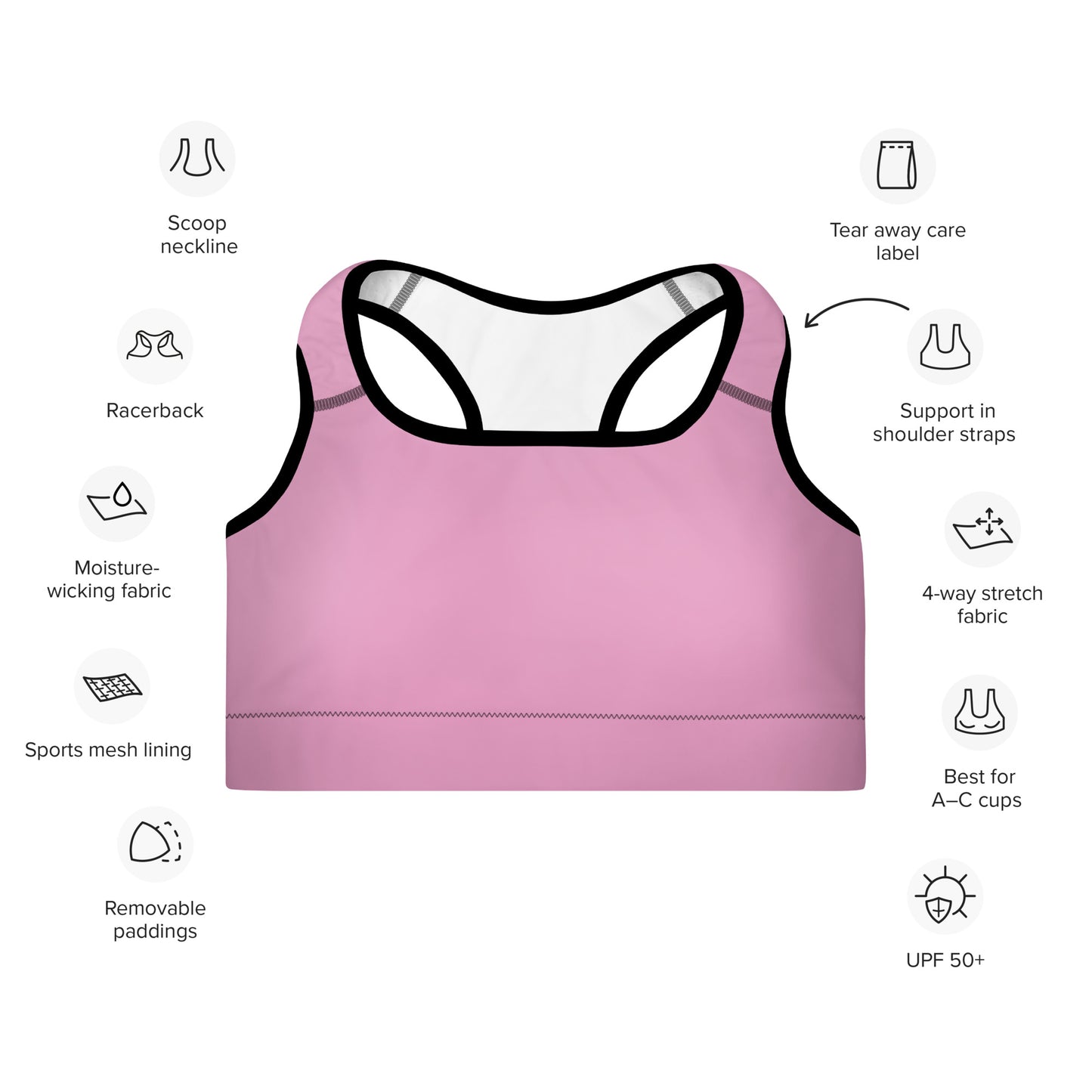 Padded Sports Bra- Pink