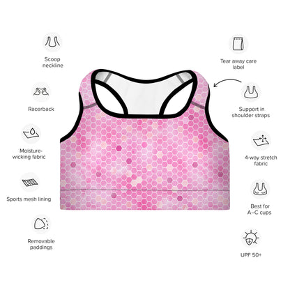 Padded Sports Bra- Honeycomb Pink