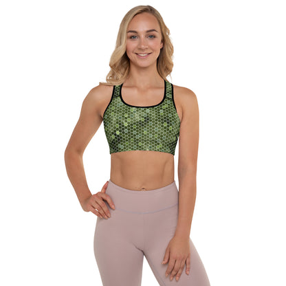 Padded Sports Bra- Honeycomb Green