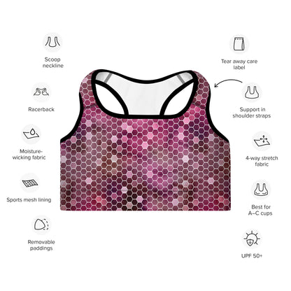 Padded Sports Bra- Honeycomb Red