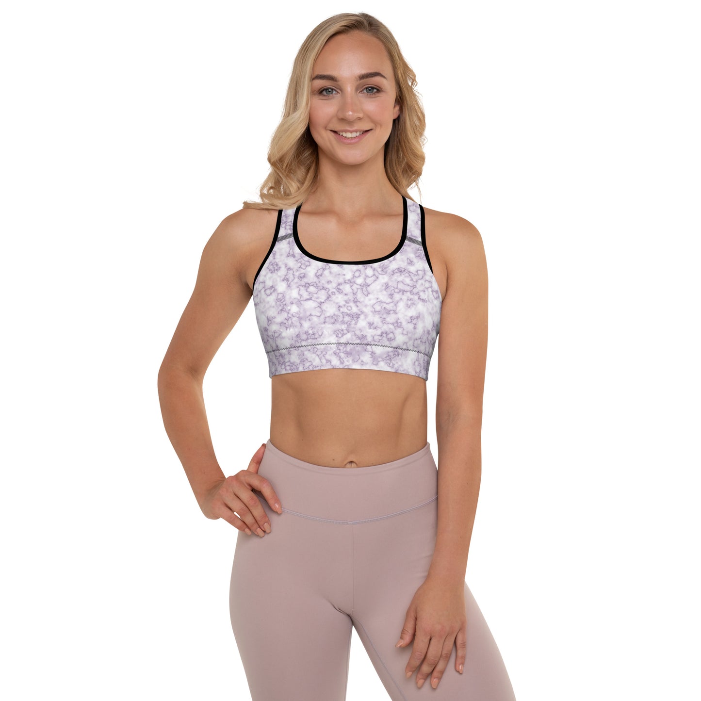 Padded Sports Bra- Marble Purple