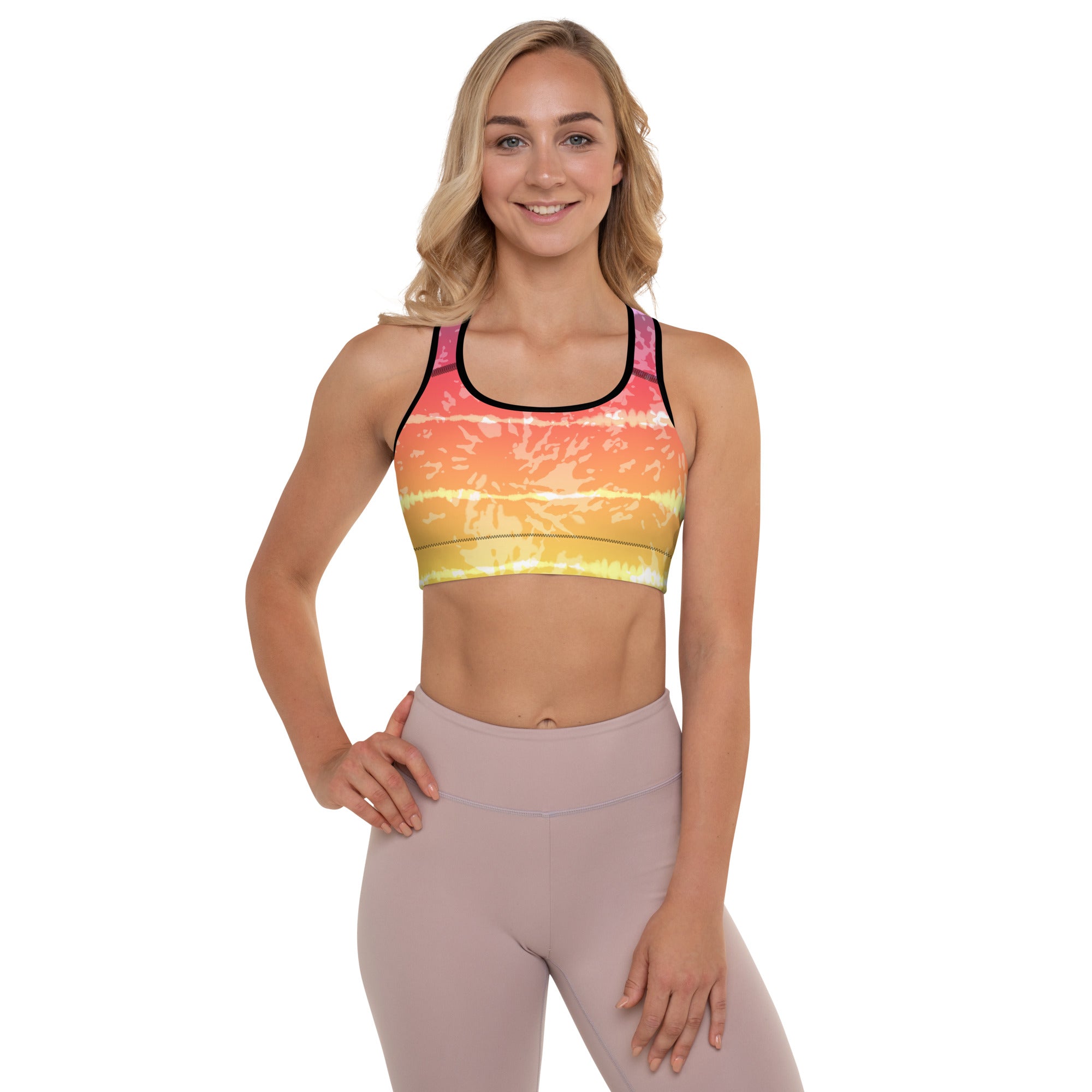 Padded Sports Bra- Tie dye multicolor stripes