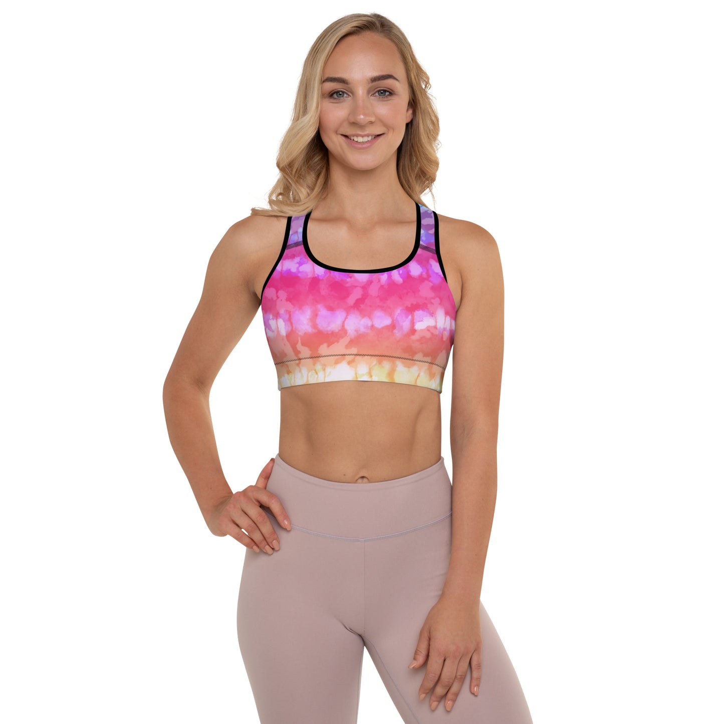 Padded Sports Bra- Tie dye stripes
