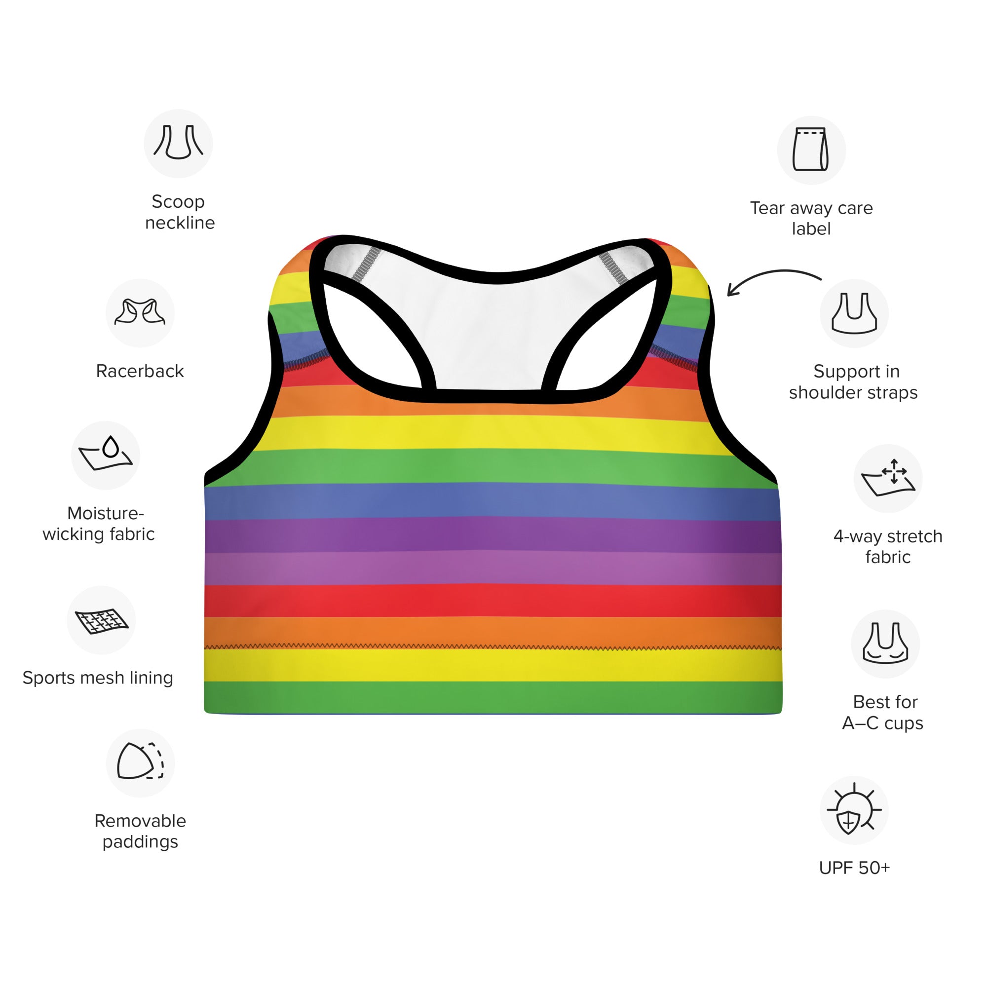 Padded Sports Bra- Rainbow