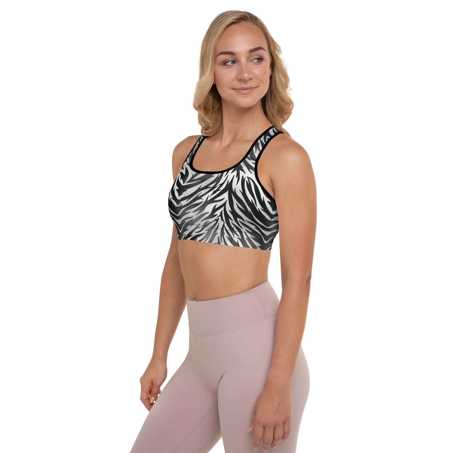 Padded Sports Bra- Zebra print Black and White
