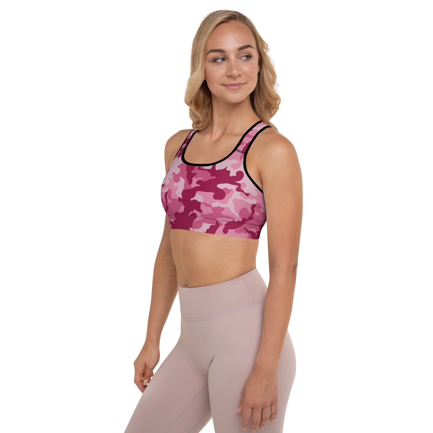 Padded Sports Bra- Camo Dark Pink