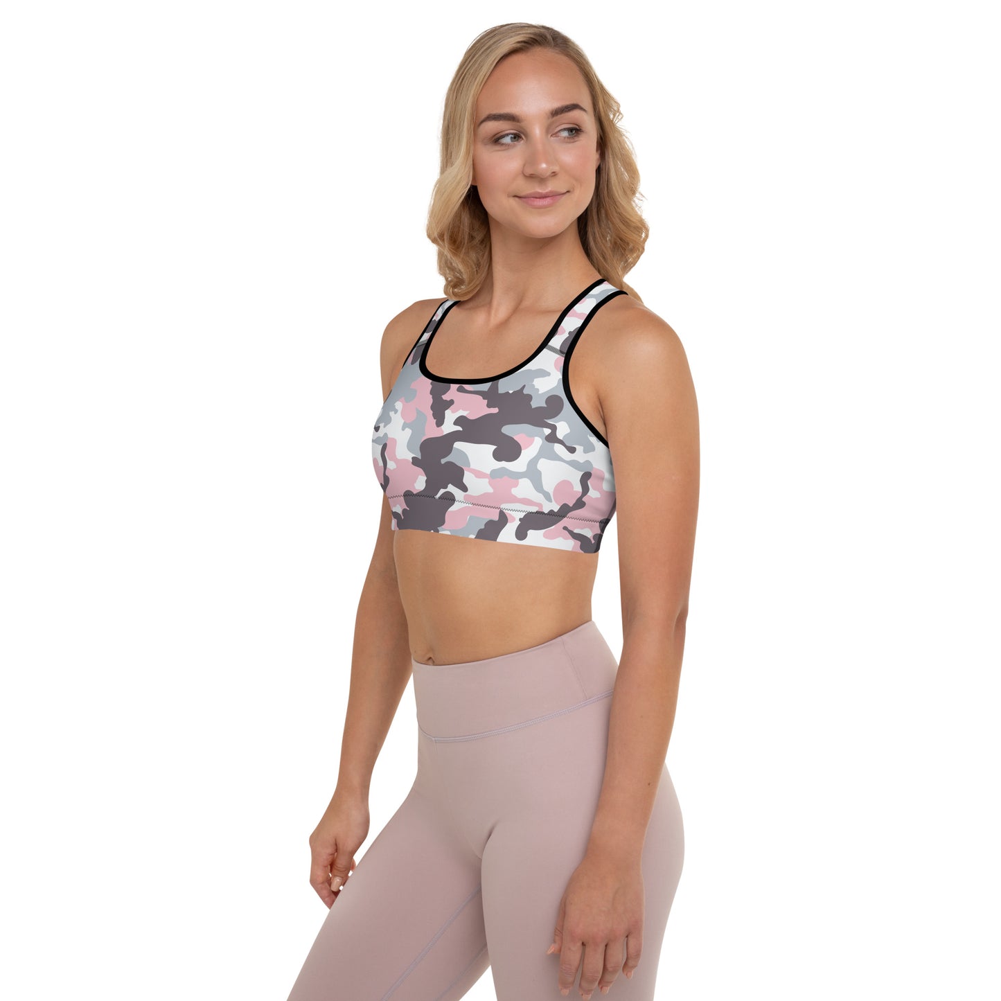 Padded Sports Bra- Camo Pink