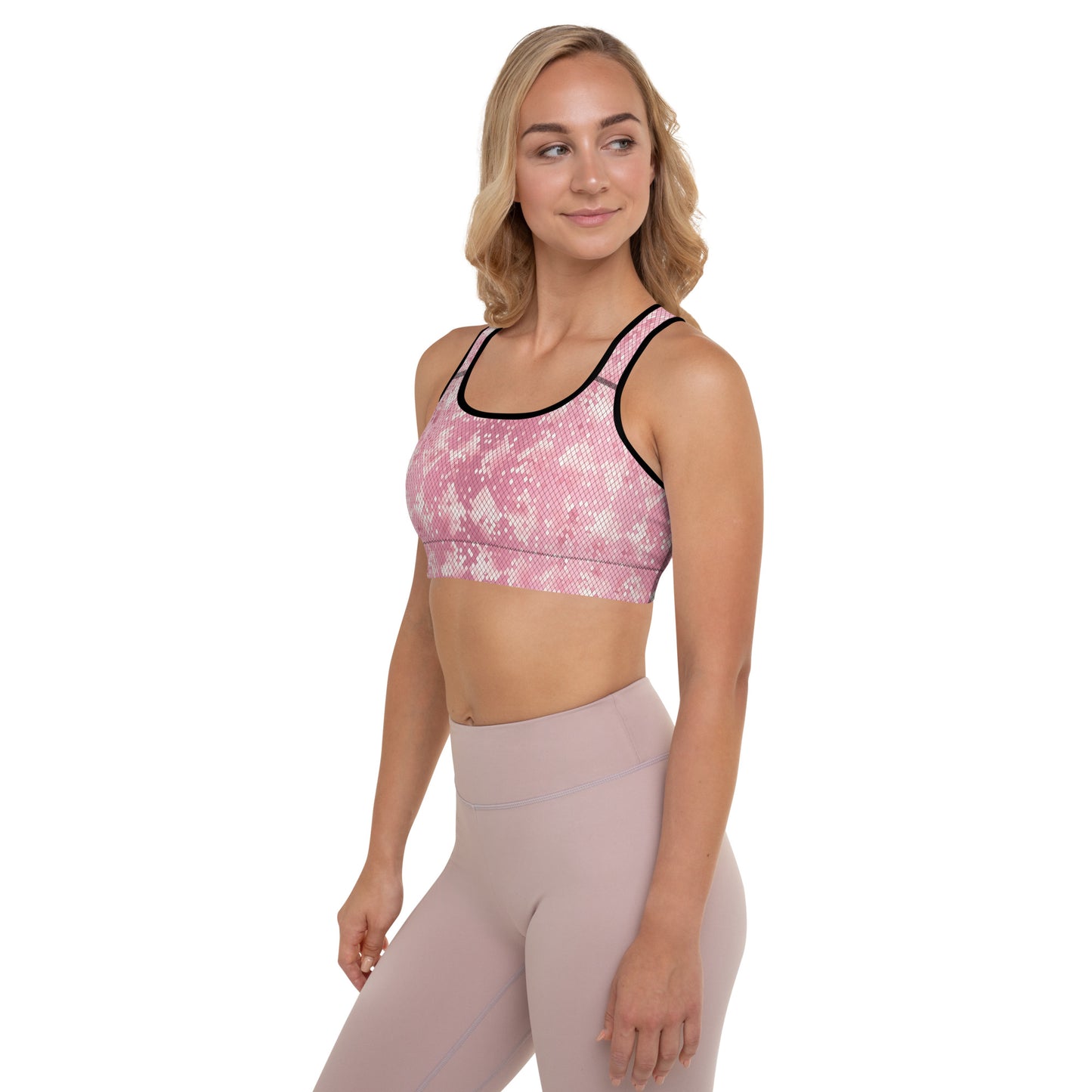 Padded Sports Bra- Snake print Pink