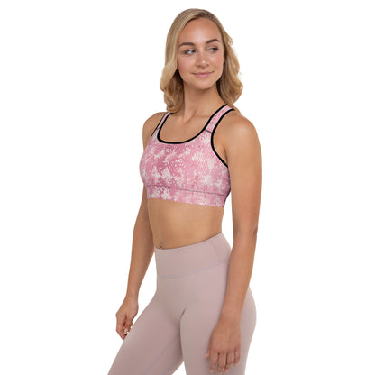 Padded Sports Bra- Snake print Pink