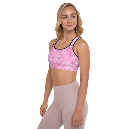 Padded Sports Bra- Honeycomb Pink