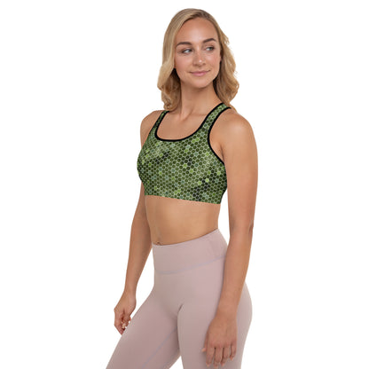 Padded Sports Bra- Honeycomb Green