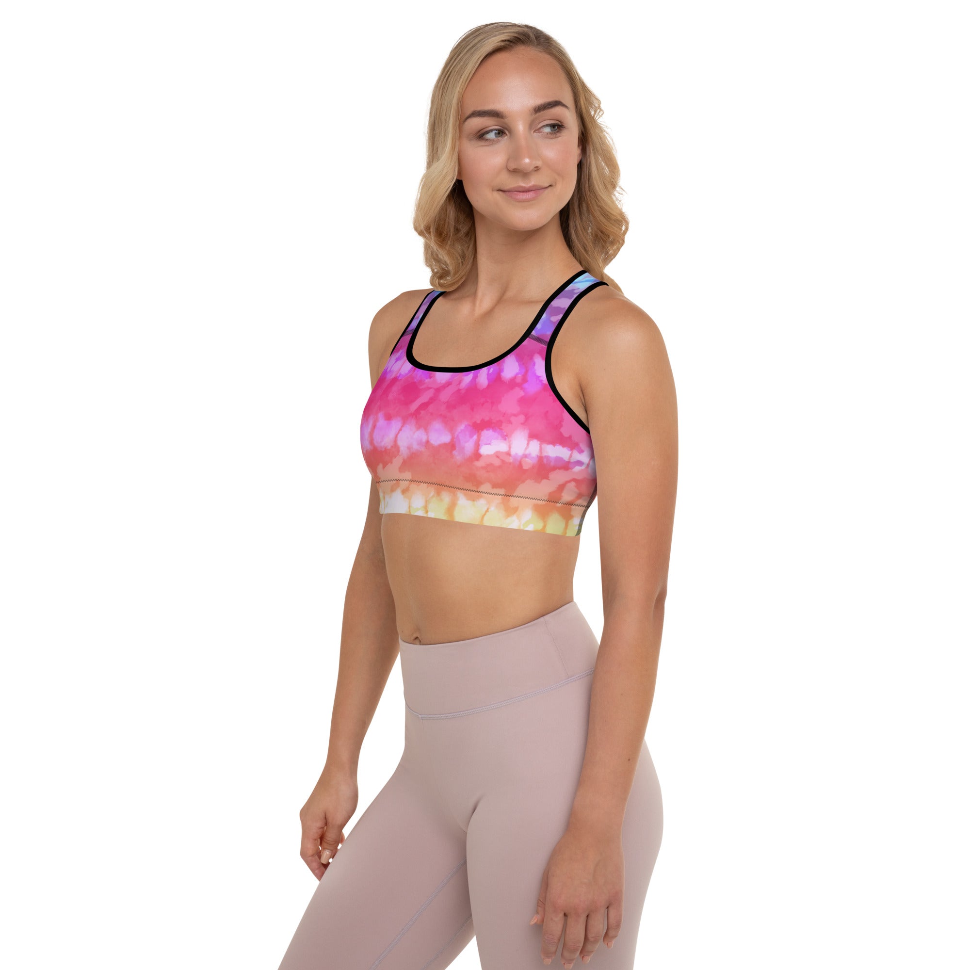 Padded Sports Bra- Tie dye stripes