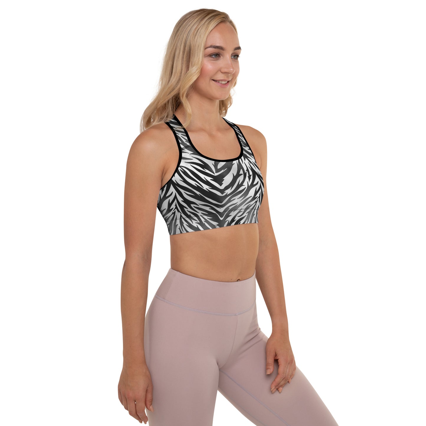 Padded Sports Bra- Zebra print Black and White