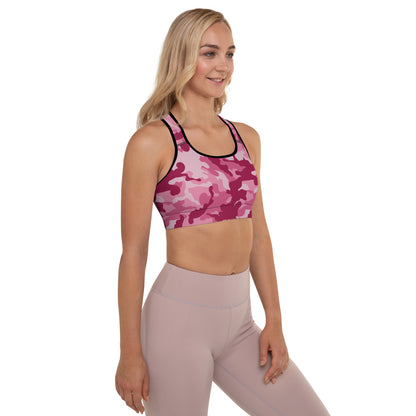 Padded Sports Bra- Camo Dark Pink