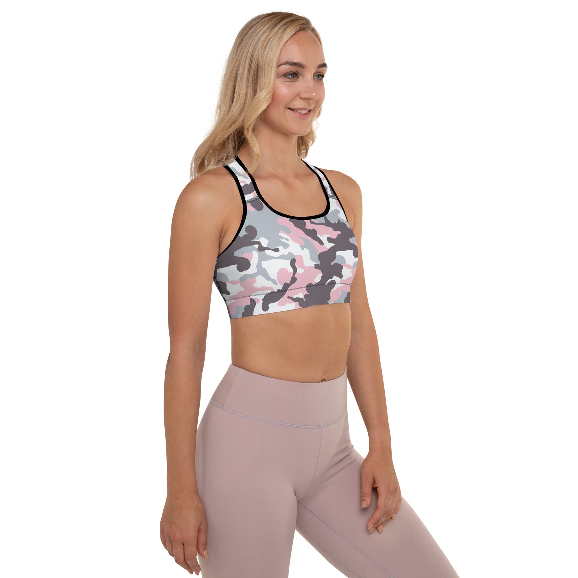 Padded Sports Bra- Camo Pink