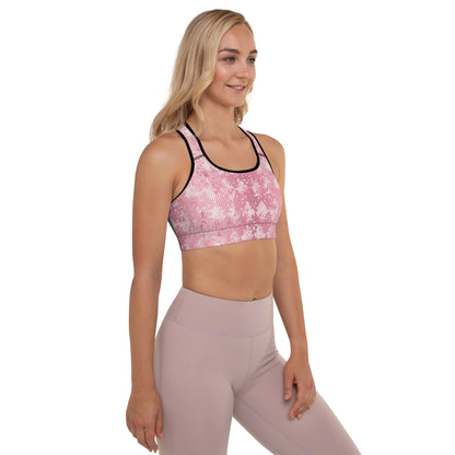 Padded Sports Bra- Snake print Pink