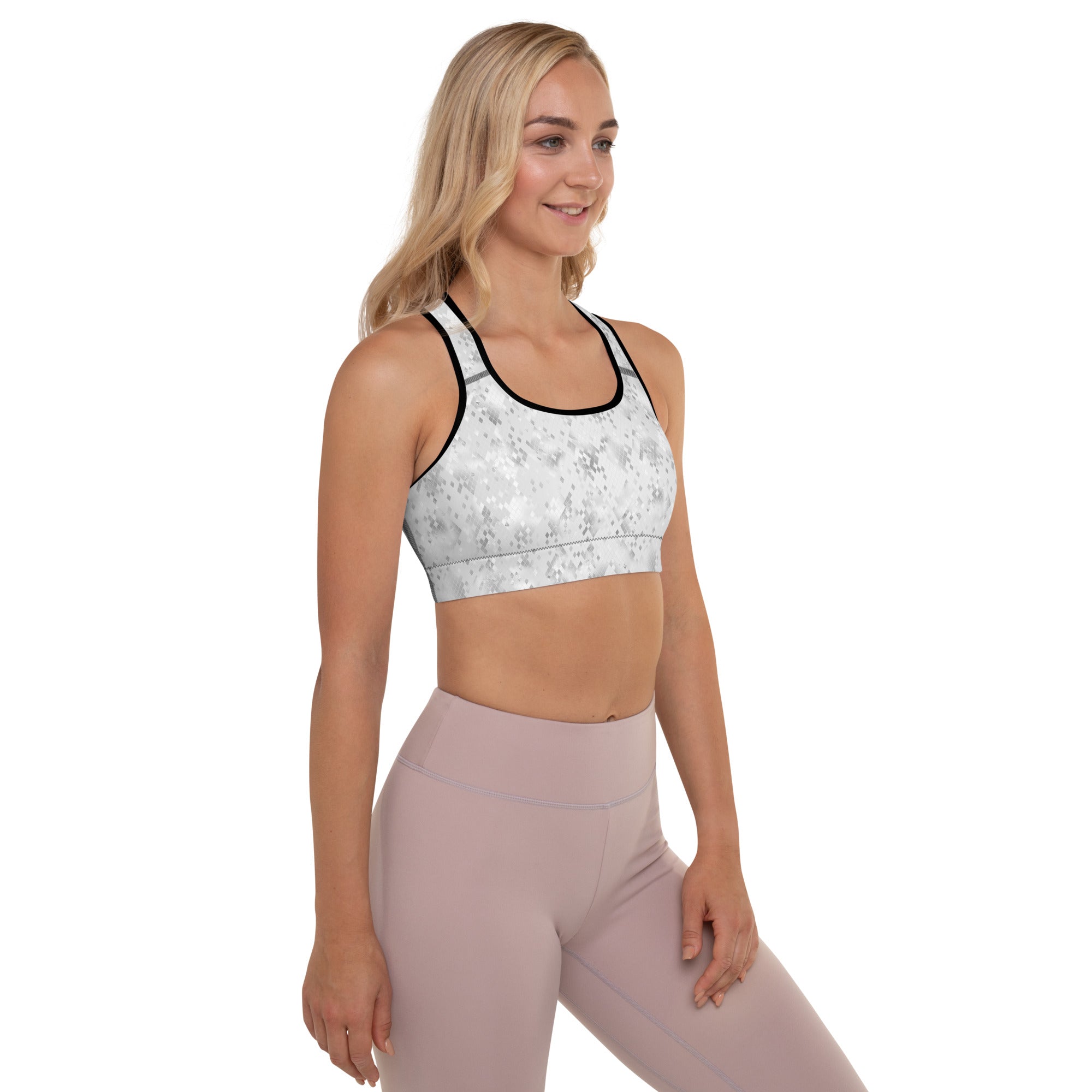 Padded Sports Bra- Snake print White