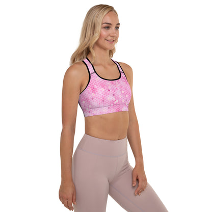 Padded Sports Bra- Honeycomb Pink