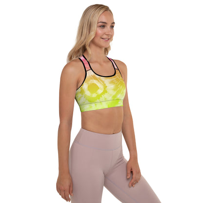 Padded Sports Bra- Tie dye multicolor stars