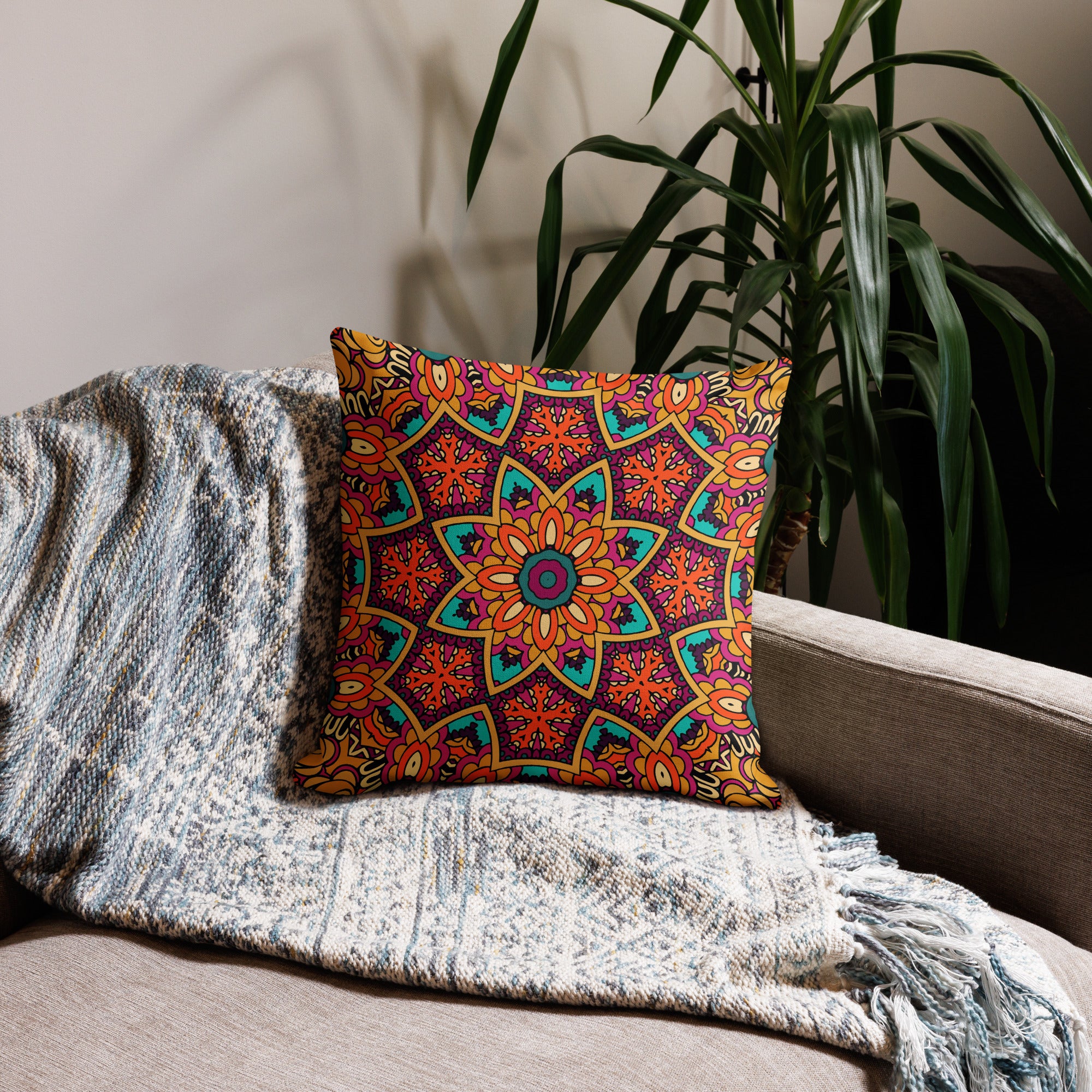 Premium Pillow Case- Boho festival mandala I