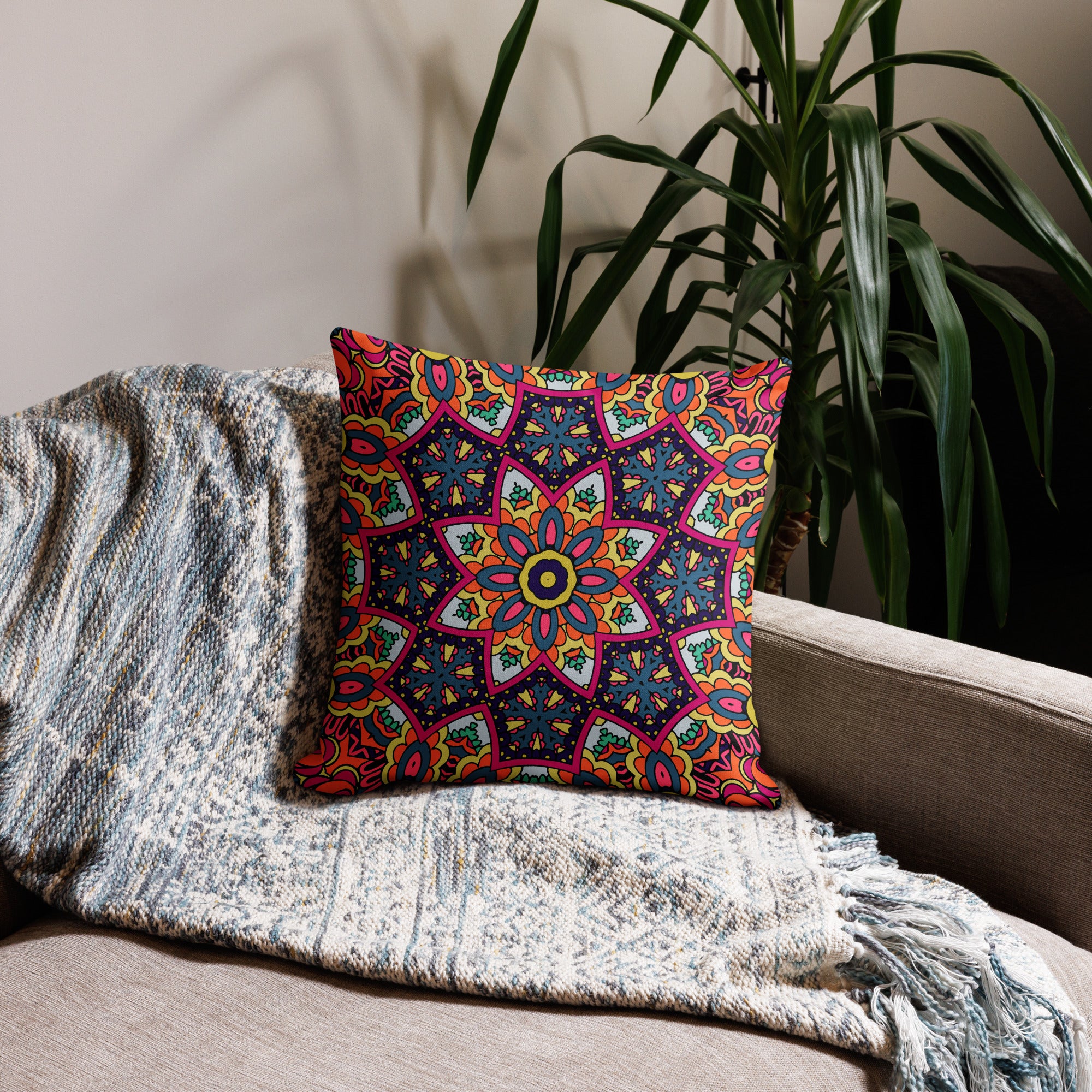 Premium Pillow Case- Boho festival mandala 02