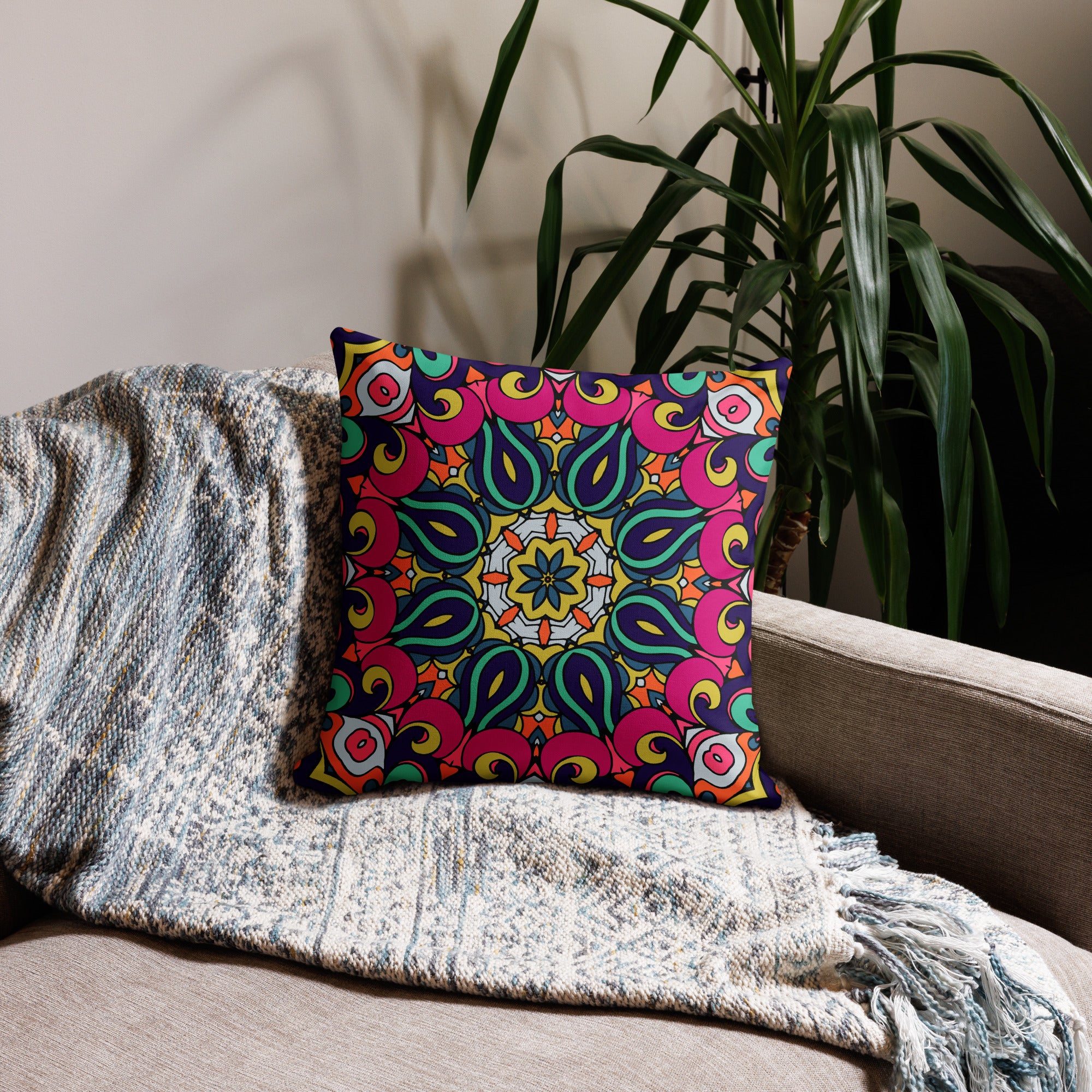 Premium Pillow Case- Boho festival mandala 05