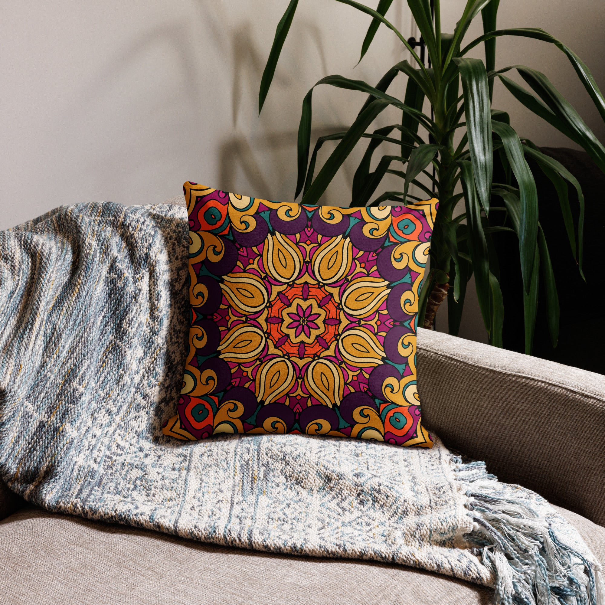 Premium Pillow Case- Boho festival mandala IX