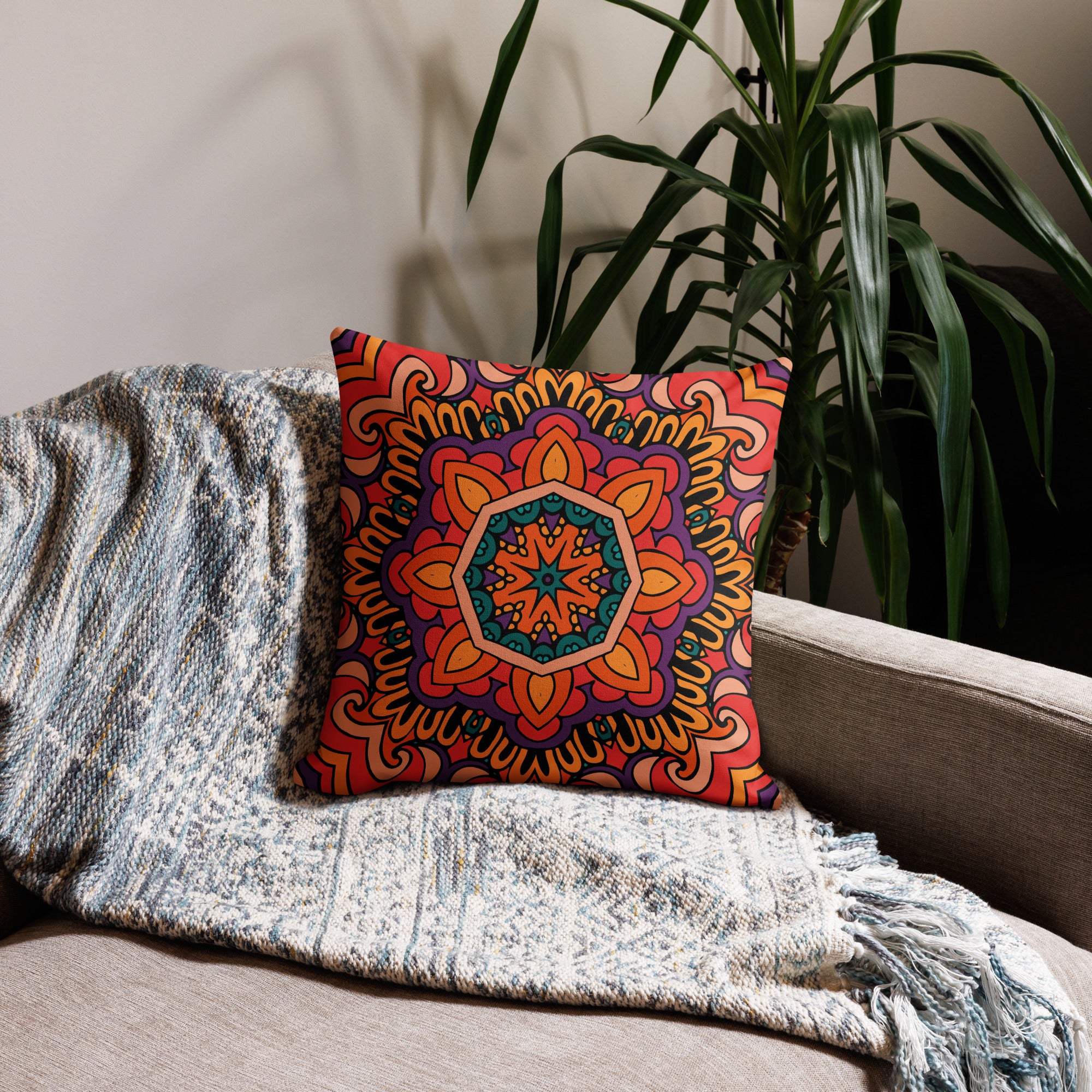 Premium Pillow Case- Boho festival mandala 10